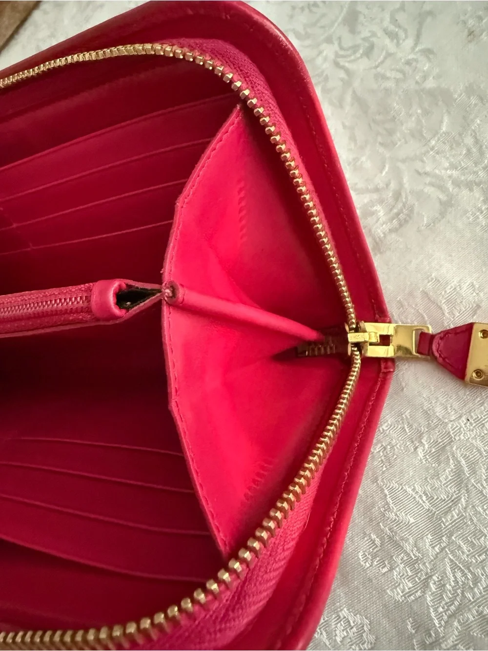 Saint Laurent Pink Leather Zip Wallet with Gold Hardware - Picture 12 of 17